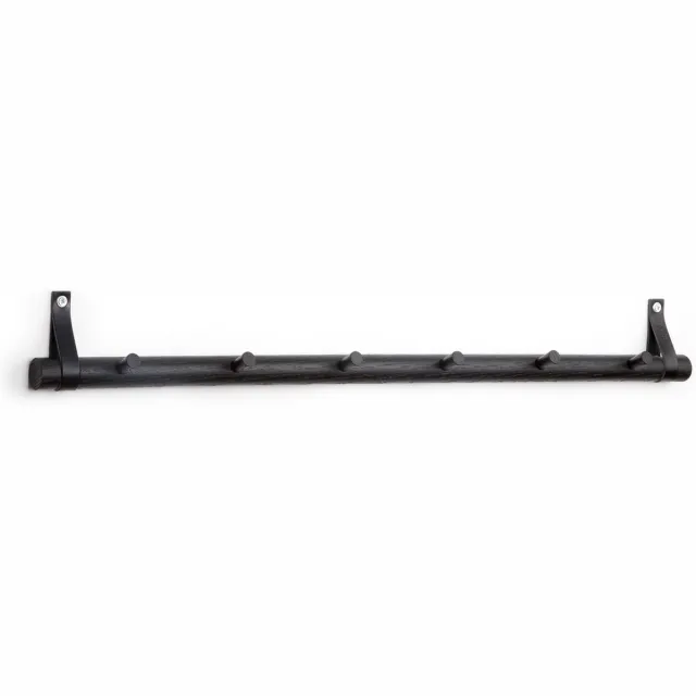 byWirth By WIRTH RACK 6 DOTS - Eikenhouten kapstok met zes haken, ZWART - b80cm