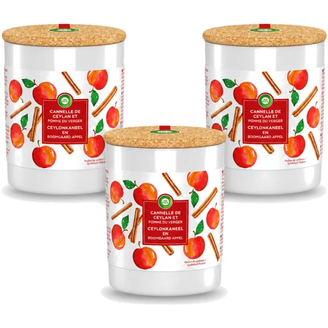 Air Wick 3 x Air Wick - Geurkaars - Kaneel & Boomgaard Appel - 35 Uur Brandduur - Voordeelverpakking - 3 stuks Rood