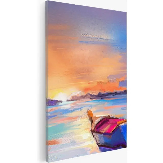 Saammp Canvas Schilderij - Boot - Abstract - 50x70 - Foto op canvas - Wanddecoratie - Muurdecoratie Woonkamer - Slaapkamer decoratie - Canvas Print Multicolor
