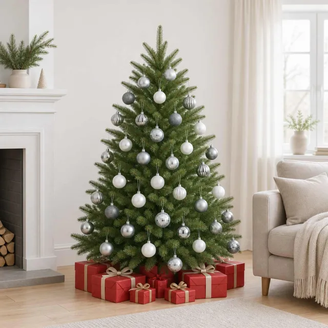 vidaXL Kerstballen set 75 st Wit en Grijs 6 cm Polystyreen