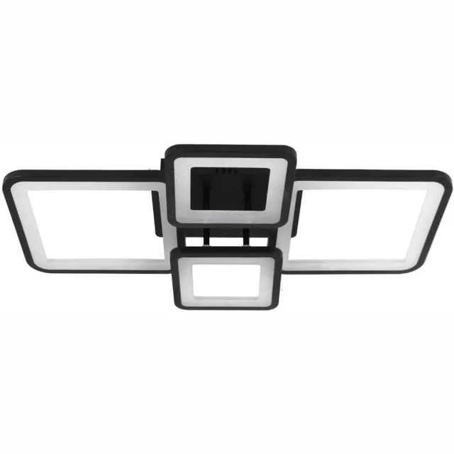 Venzor Moderne LED Plafondlamp 54W – Dimbaar met Afstandsbediening – 3000K‑6500K – Rechthoekig Design – Zwart –