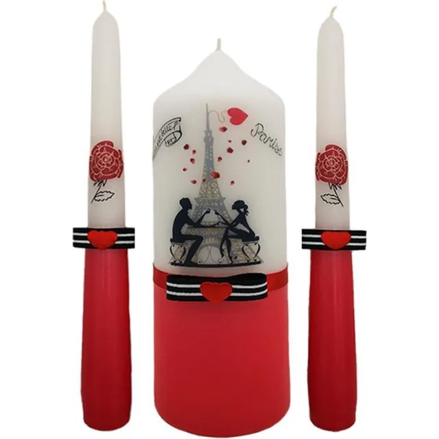Van Licht Liefde Kaarsen, Romantische ontmoeting set van 3 stuks Wit/rood