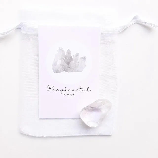 The Happymakers Edelsteen in zakje ''bergkristal'' trommelsteen, knuffelsteen, natuursteen, giftset, cadeautje