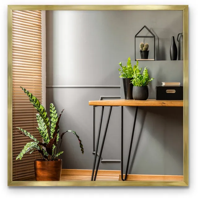 TULUP Wandspiegel - Moderne Decoratieve Spiegel - Toiletspiegel 50x50 cm - Spiegel Woonkamer Goud