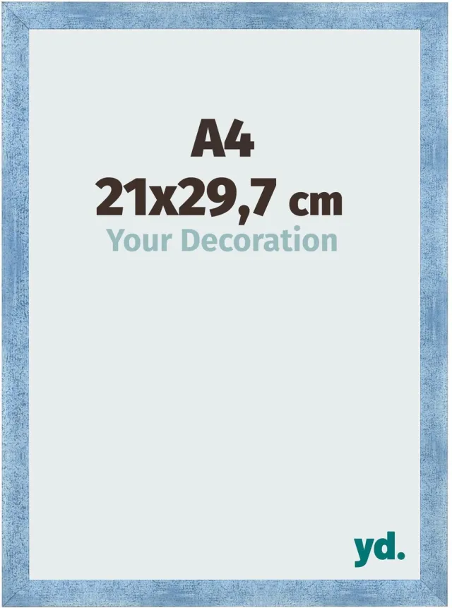 yd. Your Decoration - Fotolijst A4 21x 29,7 cm - MDF - Helder Blauw Geveegd - Pisa