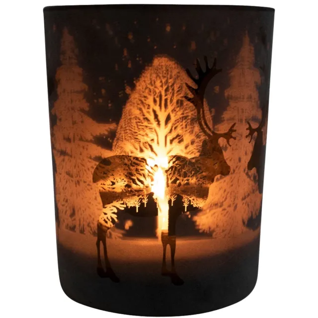 Mars & More Windlicht rendier - theelichthouder glas brons - 18 cm