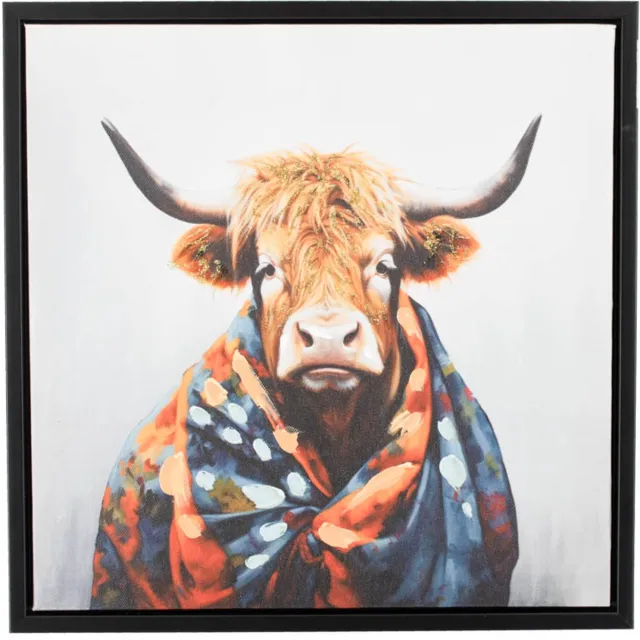 homebound by ky Schilderij schotse hooglander dekentje 30x30cm Grijs