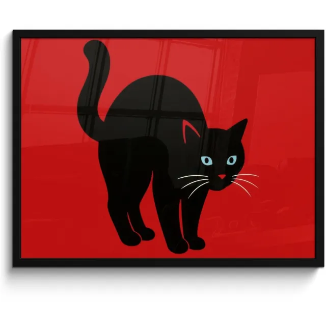FrameYourWall Poster in lijst - Fotolijst 70x50 cm - Posters - Kat - Zwart - Staart - Posterlijst zwart - Decoratie - Wanddecoratie woonkamer - Muurdecoratie slaapkamer