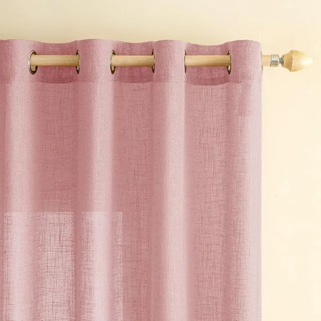 EMEMA Linnenlook Gordijnen - Multifunctioneel - Set van 2 - 140 x 160 cm - Polyester/Linnen Roze