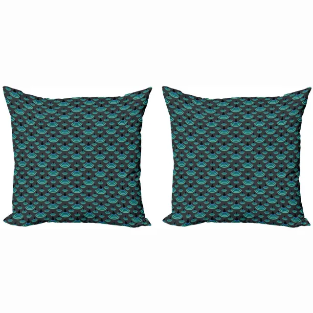 ABAKUHAUS Geometrisch Kussenhoes – Set 2x45 cm – Dubbelzijdig Jade-groen