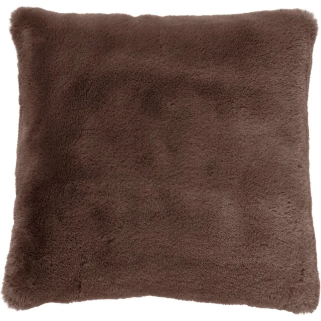 Dutch Decor ZAYA - sierkussen 60x60 cm - bontlook - extra groot - Chocolate Martini - bruin - Inclusief binnenkussen - Luxe kussens voor woonkamer & bank Donkerbruin