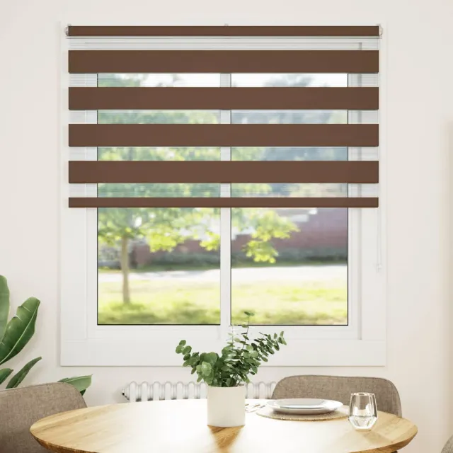 vidaXL Zebra rolgordijn 130x100 cm stofbreedte 125,9cm polyester bruin