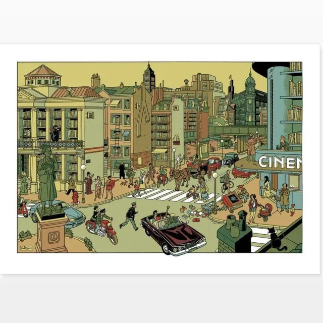 Peter van Dongen Zeefdruk Bibliostraat - Beroemde literaire personages Fullcolor