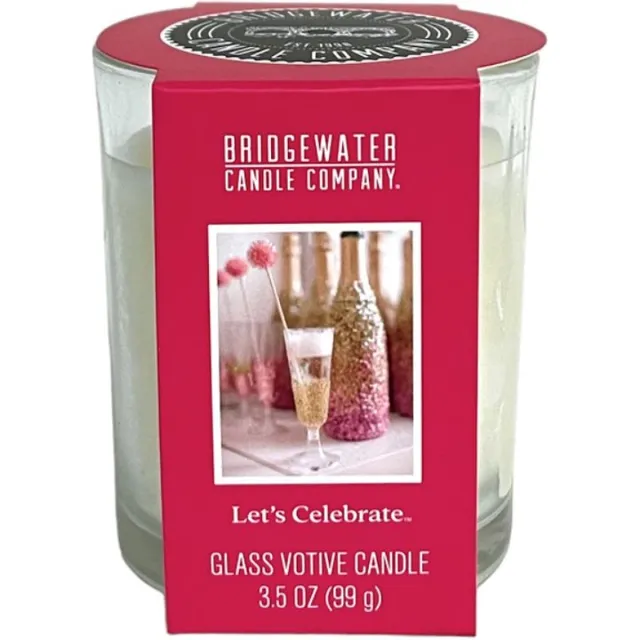 Bridgewater Candle Glass Votive Let's Celebrate wit