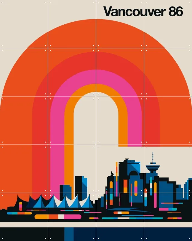 IXXI Vancouver 86, Bo Lundberg - 80 x 100 cm - Grote wanddecoratie en posters - Geometrische Kunst, Kleurrijk, Pop art, Digitale Kunst, Illustraties Rood
