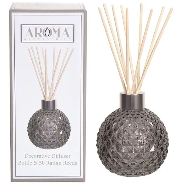 Woodbridge Geurstokjes - Woodbridge - Diffuser - Lege Glazen Geur Verspreider met 50 rotan stokjes (Grijs)
