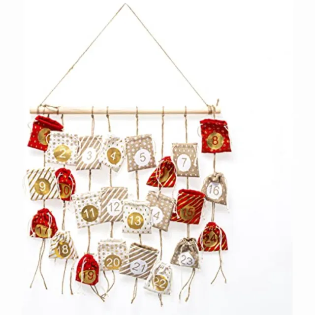Feeric lights & Christmas Adventskalender hangdecoratie Zak H 60 cm Multicolore