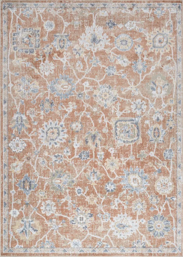 Surya Ruby vloerkleed wasbaar oosters vintage terracotta lichtgrijs