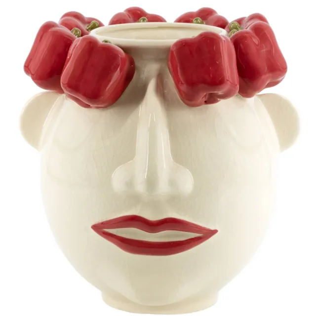 Homebound by Kolony HomeBound by KY | Aardewerk vaas bell pepper face | bloemenvaas | 25,5x25,5x26cm Rood