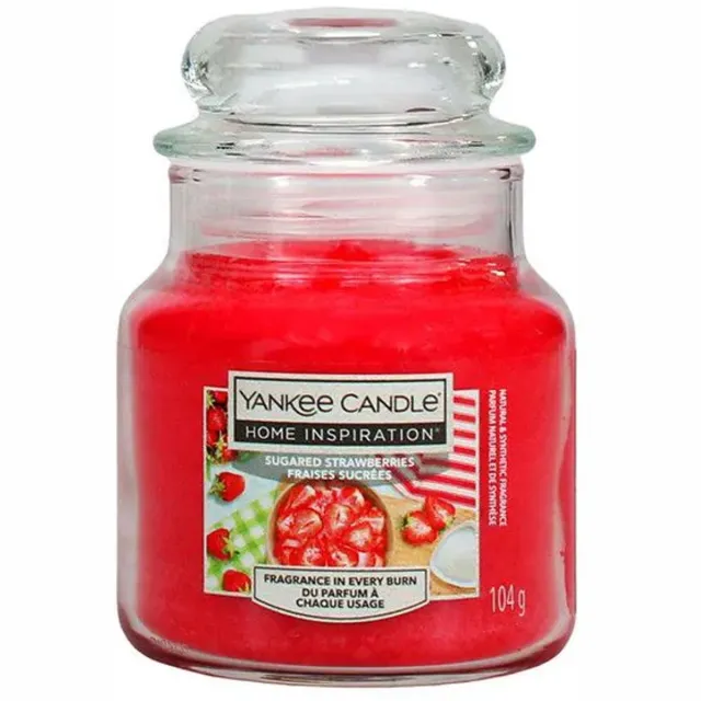 Yankee Candle HOME INSPIRATION SUGARED STRAWBERRIES GEURKAARS 104 GRAM Rood