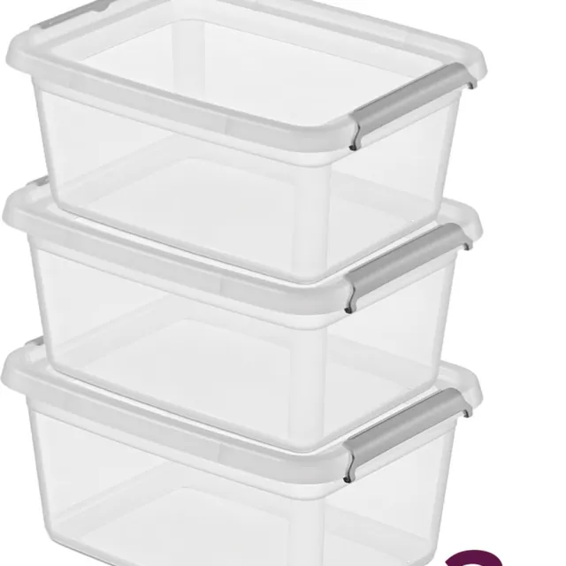 Orplast stevige opbergbox 15 liter (voordeelbundel) - basestore - Transparant - Stapelbaar | Nestbaar | Met deksel - Opbergbox met deksel - Opslagbak - Opslagbox- Opbergbak