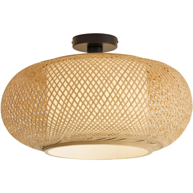 QAZQA liva - Japandi Plafondlamp - 1 lichts - Ø 50 cm - Bruin - Woonkamer