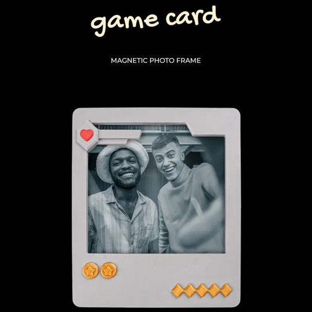 Handpoketattoo.nl Game Card - Set van 5 magnetische fotolijstjes - Decoratieve fotolijstjes - magnetisch fotolijstje, fotohouder, foto frame, herinneringen, koelkastmagneet, cadeau, interieur Zwart