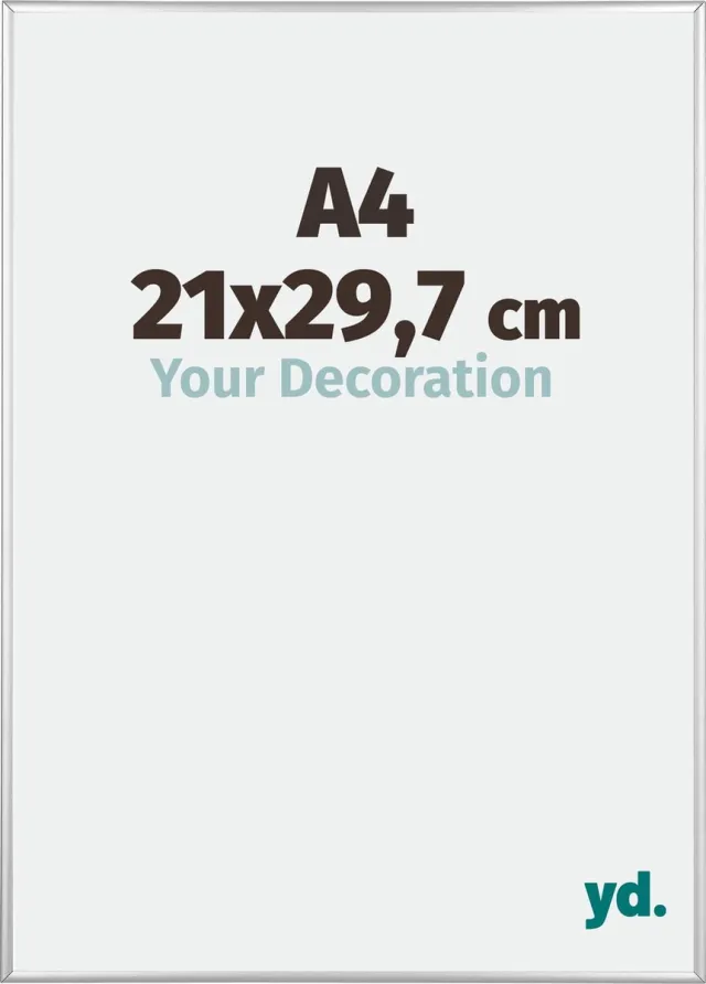 yd. Your Decoration - Fotolijst A4 21x 29,7 cm - Aluminium - Zilver Hoogglans - Kent