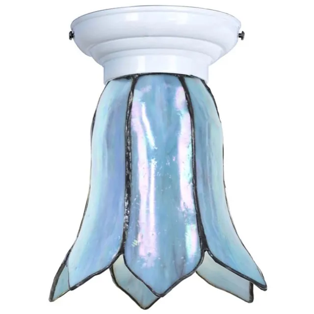 Coloured by Art Tiffany Plafonnière wit met Gentian Blue - Art Deco Trade Lichtblauw