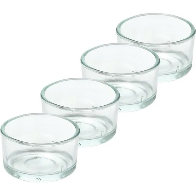 Trend Candles theelichthouder - 4x - glas - transparant - 4x3 cm - waxinelicht