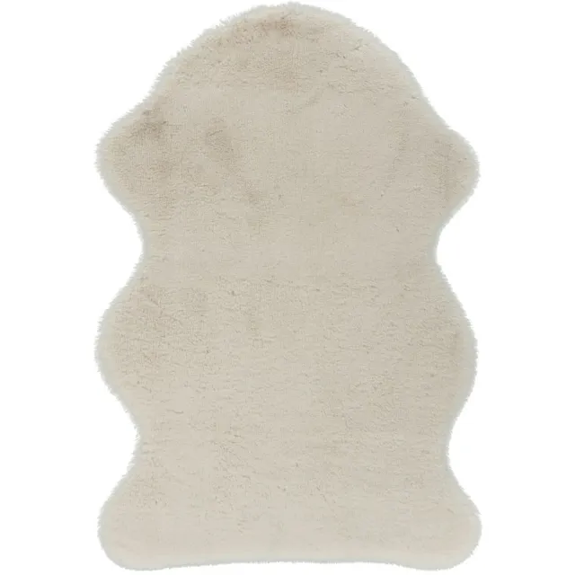 Padiro knus hoogpolig vloerkleed 60 x 90 cm - crème / offwhite - modern effen ontwerp - voor vloerverwarming - van polyester en suède