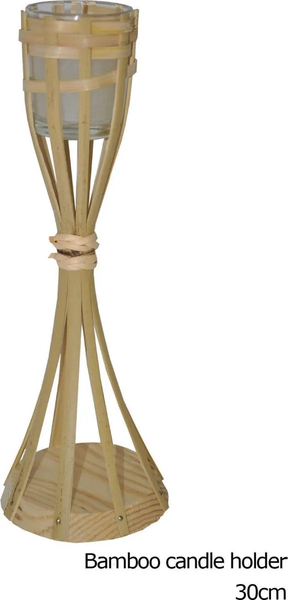 Playtime Kaars met bamboo houder 30 cm - 4 stuks natuur
