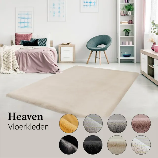 Tapijtenmagazijn Lalee Heaven - Vloerkleed - Tapijt – Karpet - Hoogpolig - Superzacht -comfy Fluffy - rabbit fur- 120x170 cm ivoor gebroken wit