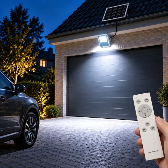 Iplux Solar LED Schijnwerper PowerBeam Pro 2400 lumen – Hoge Kwaliteit – Bewegingssensor – IP66 – 6000K - Aluminium Wit