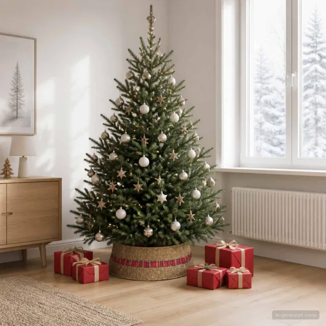 vidaXL Kerstboomkraag Rond Naturel Dia. 75 x 25 cm Zeegras