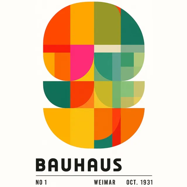 Bauhaus Poster Ingelijst No.1 – Weimar 1931 – 30 x 40cm met Lijst – Geometrisch Design in Kleuren Multi-colour