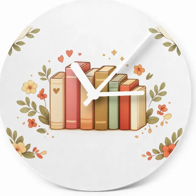 Mr Cadeautjes Glazen klok Ø 20 - design Een compacte, decoratieve collage rond een centraal hobby-on | cadeau Wit