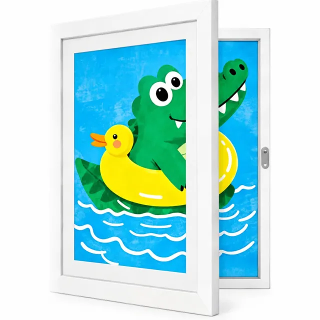 SWGOTA Witte A4-lijst voor tekeningen met openklapbare voorkant, MDF, 21 x 29,7 cm, buitenmaat 33 x 24 x 3 cm
