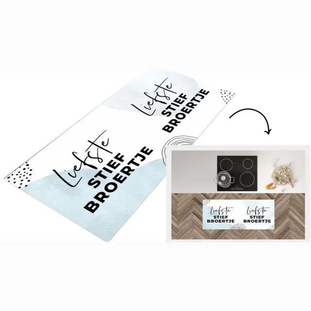 KitchenYeah Keukenloper - Loper keuken - Quotes - Broertje - Blauw - Keukenloper vinyl Multicolor