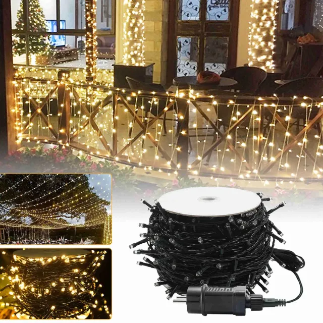 Aufun 30m LED-lichtketting Lichtwand Lichtgordijn 8 Verlichtingsmodi IP44 Binnen/buiten voor Kamerdecoratie,Kerstmis,Halloween(300 LED's,warm wit)