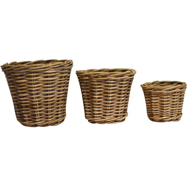 AVH-Collectie Bao mandenset 18x18xH15 cm, 24x24xH20 cm en 29x29xH25 cm Bruin