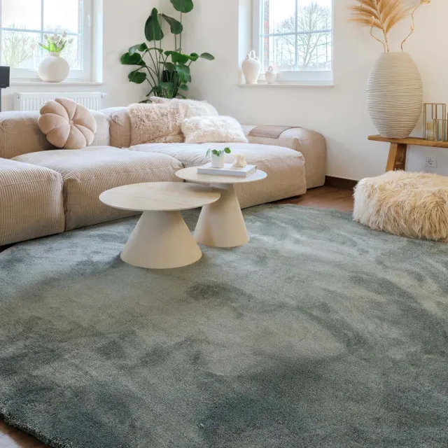 Tapeso Wasbaar vloerkleed rond - Clean Prestige groen 100
