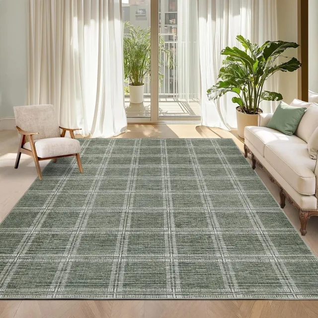 Triumpunpre Washbaar Vloerkleed - Opvouwbaar Printtapijt met geometrisch lijnpatroon met Antislip TPR Onderkant - Camel 160 x 230 cm