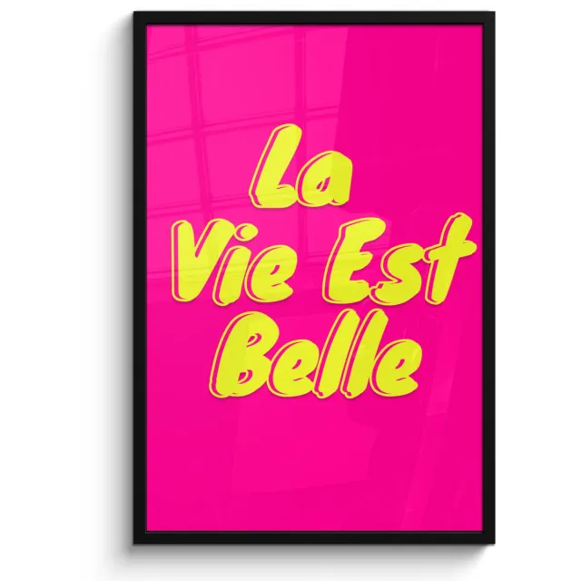 FrameYourWall Poster in lijst - Fotolijst 60x90 cm - Posters - Quote - Retro - Roze - Posterlijst zwart - Decoratie - Wanddecoratie woonkamer - Muurdecoratie slaapkamer