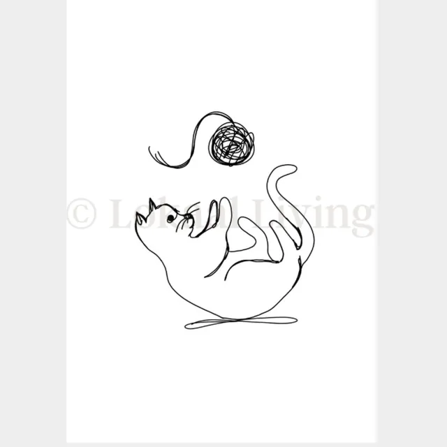 Lokaal Living a4 poster - Mees - kat - huisdier - dieren - line art zwart
