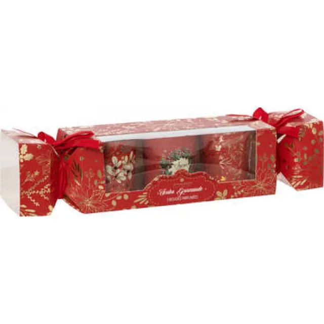 Feeric lights & Christmas Set van 3 geurkaarsen 45 g met bedrukt rood glas Rouge