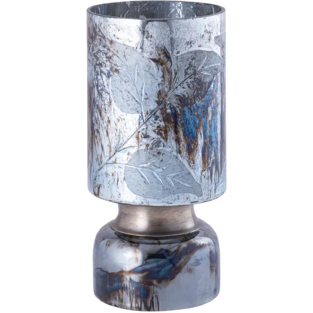 PTMD Windlicht Navanah - Blauw - 12x12x25cm