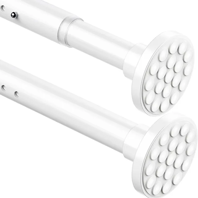 Famanu Telescopische gordijnroede, extra lang tot 4 meter, zonder boren, ideaal voor badkamer, douchegordijn of slaapkamer, wit, verstelbaar van 350-405 cm, doorsnede 32 mm