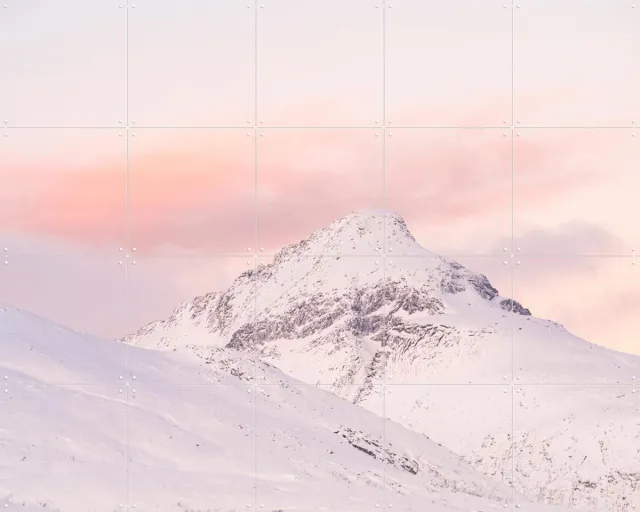 IXXI Sunset in the Mountains, Henrike Schenk - 100 x 80 cm - Grote wanddecoratie en posters - Fotografie, Woonkamer, Slaapkamer, Zonsondergang Lichte tinten / Koele tinten / Roze