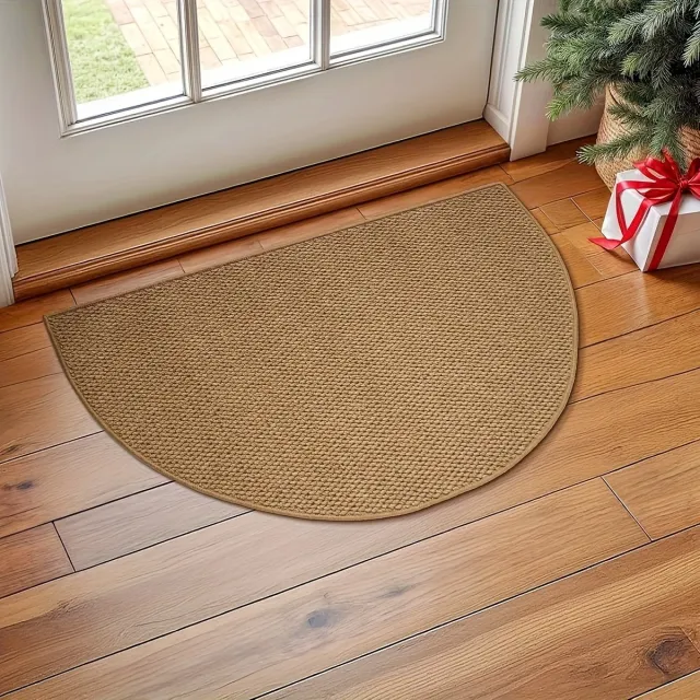 KZQ Deurmat - Halfronde stofwerende mat - Vloermat - Halfrond - Geschikt voor binnen en buiten - Antislip - Wasbaar - 50x80 cm - Bruin